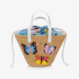 Dolce & Gabbana-Girls White Butterfly Print Poplin Skirt | Childrensalon