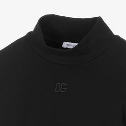 Dolce & Gabbana-توب DG بياقة عالية قطن لون أسود للبنات | Childrensalon