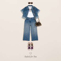 Dolce & Gabbana-Girls Blue Denim Jeans with Faded Detailing | Childrensalon