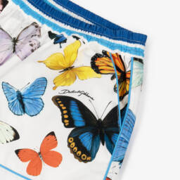 Dolce & Gabbana-Girls Blue White & Blue Cotton Butterfly Shorts | Childrensalon