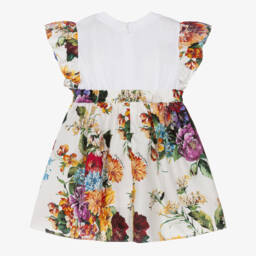 Dolce & Gabbana-Girls Colourful Floral Print Jersey & Poplin Dress | Childrensalon