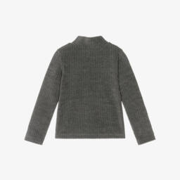 Dolce & Gabbana-Girls Grey Roll Neck Ribbed Velour Top | Childrensalon