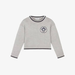 Свитер серый из шерсти с логотипом герба для девочек