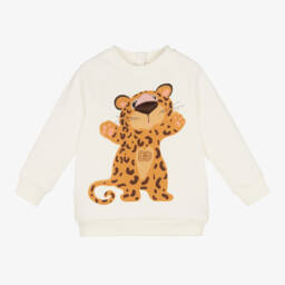 Dolce & Gabbana-Girls Ivory Cotton Leopard Sweatshirt | Childrensalon
