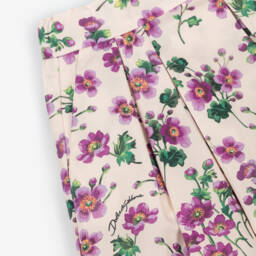 Dolce & Gabbana-Girls Long Pink & Purple Floral Cotton Skirt | Childrensalon