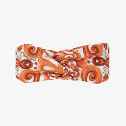  Girls Orange Majolica Print Poplin Headband