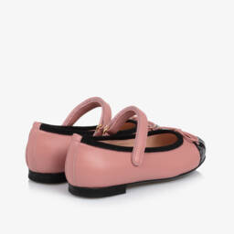 Dolce & Gabbana-Girls Pink & Black Leather Pumps | Childrensalon