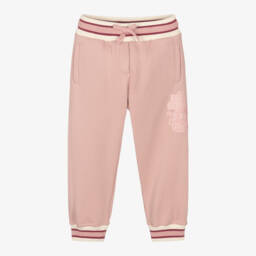Джоггеры розовые хлопковые с гербом для девочек