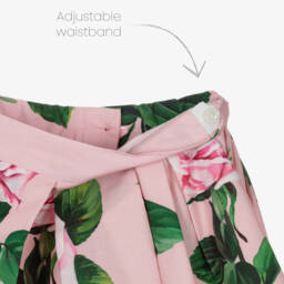 Dolce & Gabbana-Girls Pink Cotton Roses Skirt | Childrensalon