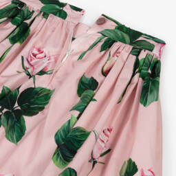 Dolce & Gabbana-Girls Pink Cotton Roses Skirt | Childrensalon