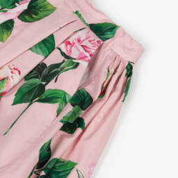 Dolce & Gabbana-Girls Pink Cotton Roses Skirt | Childrensalon