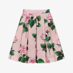 Dolce & Gabbana-Girls Pink Cotton Roses Skirt | Childrensalon