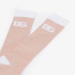 Dolce & Gabbana-Girls Pink DG Long Socks | Childrensalon