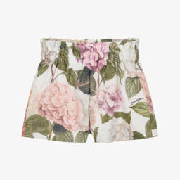 شورت بطبعة ورود لون زهري وأخضر للبنات