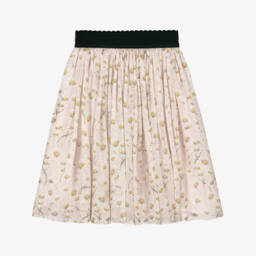 Dolce & Gabbana-Girls Pink Pure Silk Skirt with Dasiy Print | Childrensalon