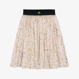 Dolce & Gabbana-تنورة بطبعة ديزي حرير خام لون زهري للبنات | Childrensalon