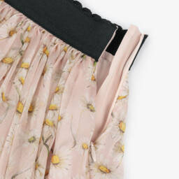 Dolce & Gabbana-Girls Pink Pure Silk Skirt with Dasiy Print | Childrensalon