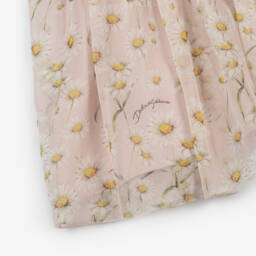 Dolce & Gabbana-Girls Pink Pure Silk Skirt with Dasiy Print | Childrensalon