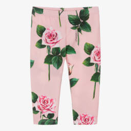 Girls Pink Roses Leggings