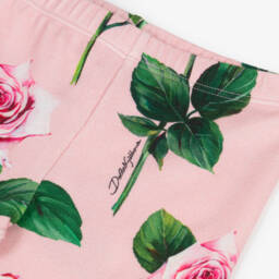 Dolce & Gabbana-Girls Pink Roses Leggings | Childrensalon