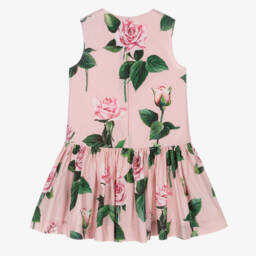 Dolce & Gabbana-Girls Pink Roses Sleeveless Dress | Childrensalon