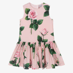 Dolce & Gabbana-Girls Pink Roses Sleeveless Dress | Childrensalon