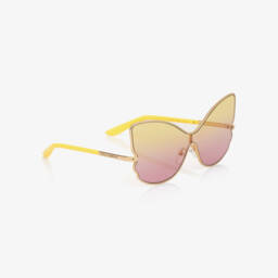 Dolce & Gabbana-Girls Pink & Yellow Butterfly Sunglasses | Childrensalon