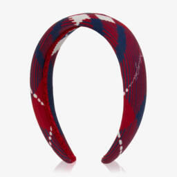 Dolce & Gabbana-Girls Red & Navy Blue Tartan Check Hairband | Childrensalon