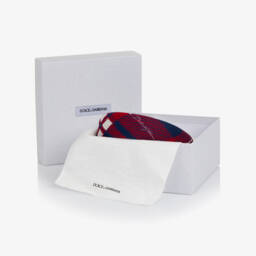Dolce & Gabbana-Girls Red & Navy Blue Tartan Check Hairband | Childrensalon