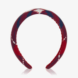 Dolce & Gabbana-Girls Red & Navy Blue Tartan Check Hairband | Childrensalon