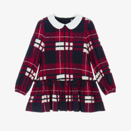 Dolce & Gabbana-Girls Red & Navy Blue Tartan Jersey Dress | Childrensalon