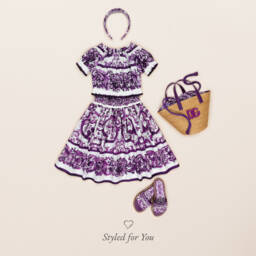 Dolce & Gabbana-Girls White & Purple Majolica Print Cotton Poplin Blouse | Childrensalon