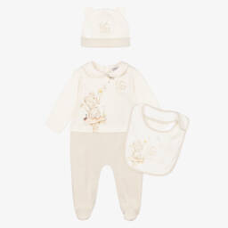 Ivory & Beige Leopard Babysuit Gift Set