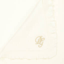 Dolce & Gabbana-Ivory DG Logo Cotton Knit Blanket (75cm) | Childrensalon