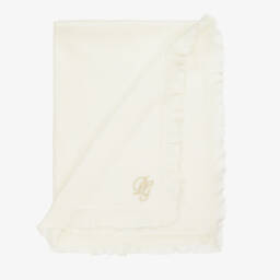 Dolce & Gabbana-Ivory DG Logo Cotton Knit Blanket (75cm) | Childrensalon
