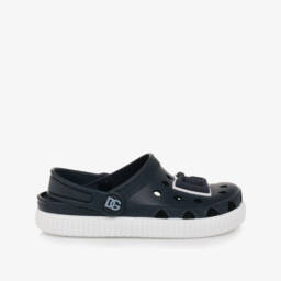 Dolce & Gabbana-Navy Blue DG Logo Clog Sandals | Childrensalon