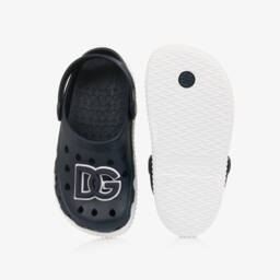 Dolce & Gabbana-Navy Blue DG Logo Clog Sandals | Childrensalon