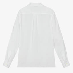 Dolce & Gabbana-Teen Boys White Linen Logo Shirt | Childrensalon
