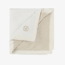 Dolce & Gabbana-White Cotton & Jacquard Embroidered Baby Blanket (75cm) | Childrensalon