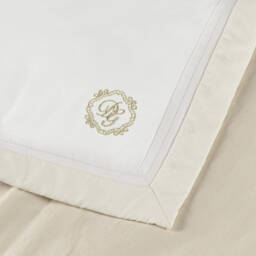Dolce & Gabbana-White Cotton & Jacquard Embroidered Baby Blanket (75cm) | Childrensalon
