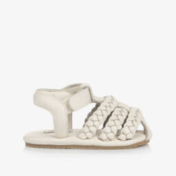Donsje-Baby Girls Plaited White Leather Pre-Walkers | Childrensalon