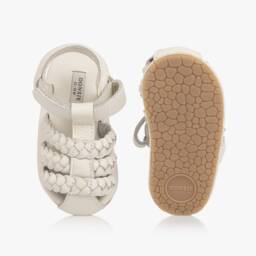 Donsje-Baby Girls Plaited White Leather Pre-Walkers | Childrensalon