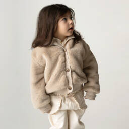Donsje-Beige Faux Fur Jacket | Childrensalon