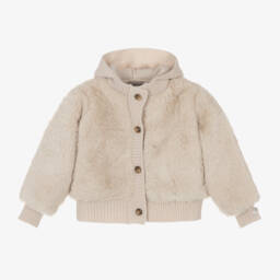 Donsje-Beige Faux Fur Jacket | Childrensalon