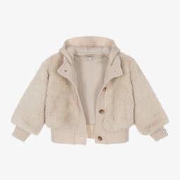 Donsje-Beige Faux Fur Jacket | Childrensalon