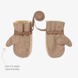 Donsje-Beige Teddy Fleece Mittens | Childrensalon