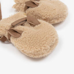 Donsje-Beige Teddy Fleece Mittens | Childrensalon