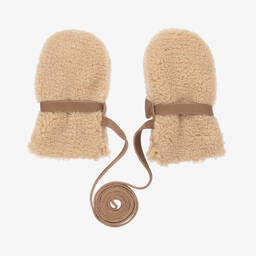 Donsje-Beige Teddy Fleece Mittens | Childrensalon