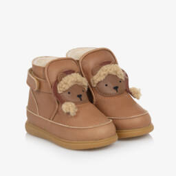 Donsje-Brown Leather Christmas Bear First Walkers | Childrensalon