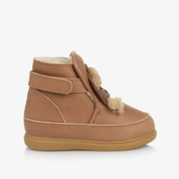 Donsje-Brown Leather Christmas Bear First Walkers | Childrensalon